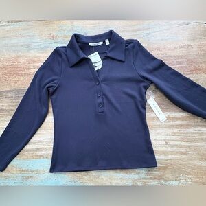 Cyrus Women’s Dark Navy Long-Sleeve Polo
